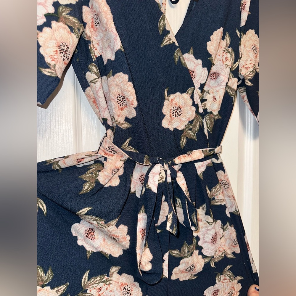 Trixxi Navy and Pink Floral full-length Romper